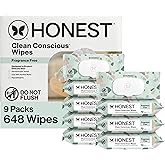 The Honest Company Unscented Wipes Over 99% Water Compostable Plant-Based Baby Hypoallergenic for Sensitive Skin EWG Verified