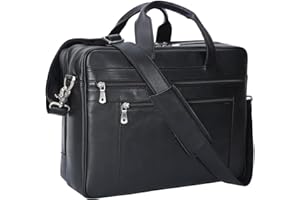 TIDING Leather Briefcase for Men Large 15.6 Inch Laptop Messenger Bag Work Business Travel Shoulder Bag