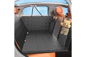 LEHNI Back Seat Extender for Dogs,Hard Bottom Car Seat Cover for Dogs with Mesh Window,Waterproof Backseat Pet Cover Hard Bottom-Dog Car Seat Cover for Back Seat Dog Hammock for Car/SUV