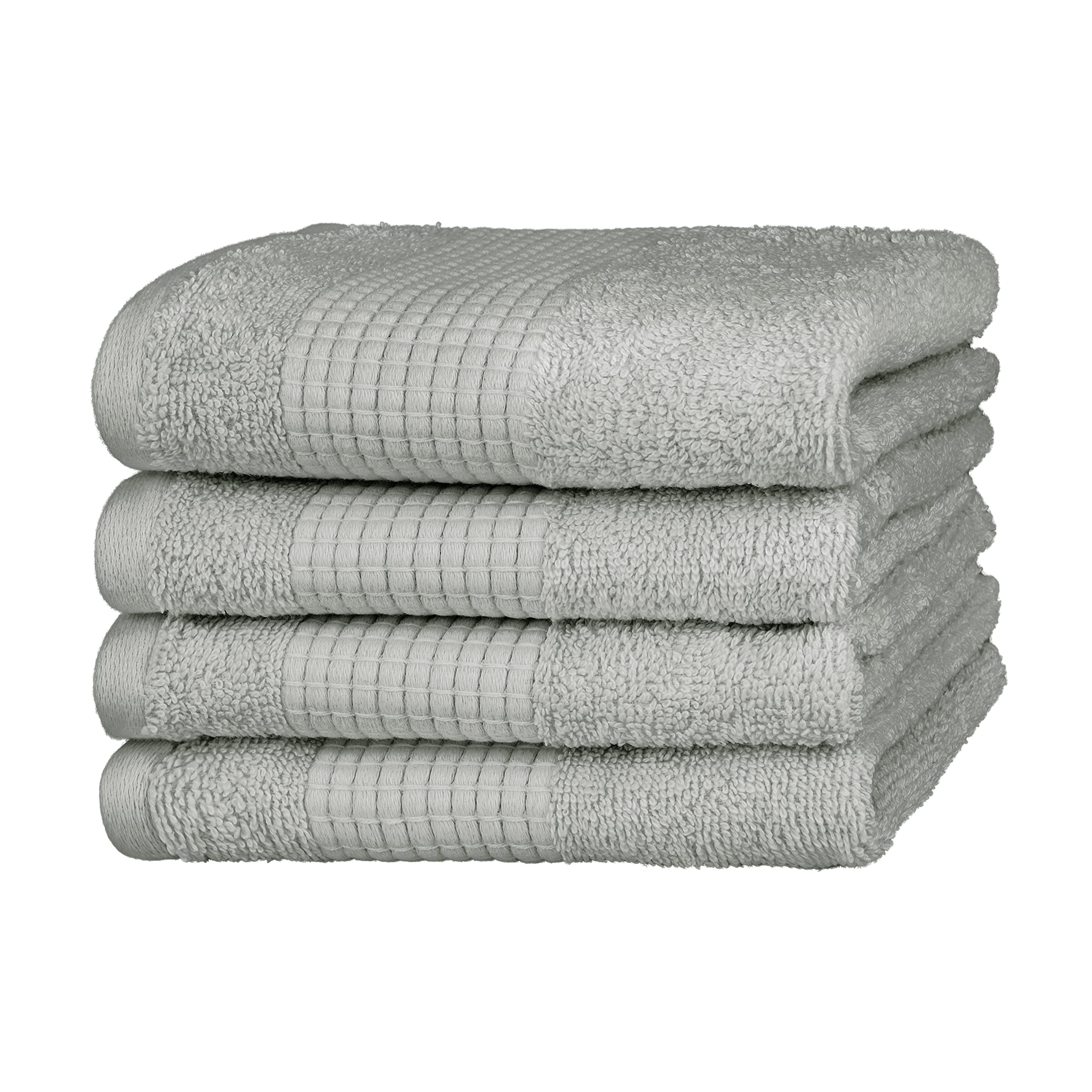 Merana Hand Towel Set, Absorbent, Soft and Lint Terry Towel Quality Made of Heavy Organic Cotton 590 GSM (Dolphin Grey, 4 x Guest Towels (30 x 50 cm)