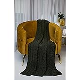 ARAN ISLE Fisherman Cable Knit Throw/Blanket 100% Virgin Wool 70 x 45 Inches (Army Green)