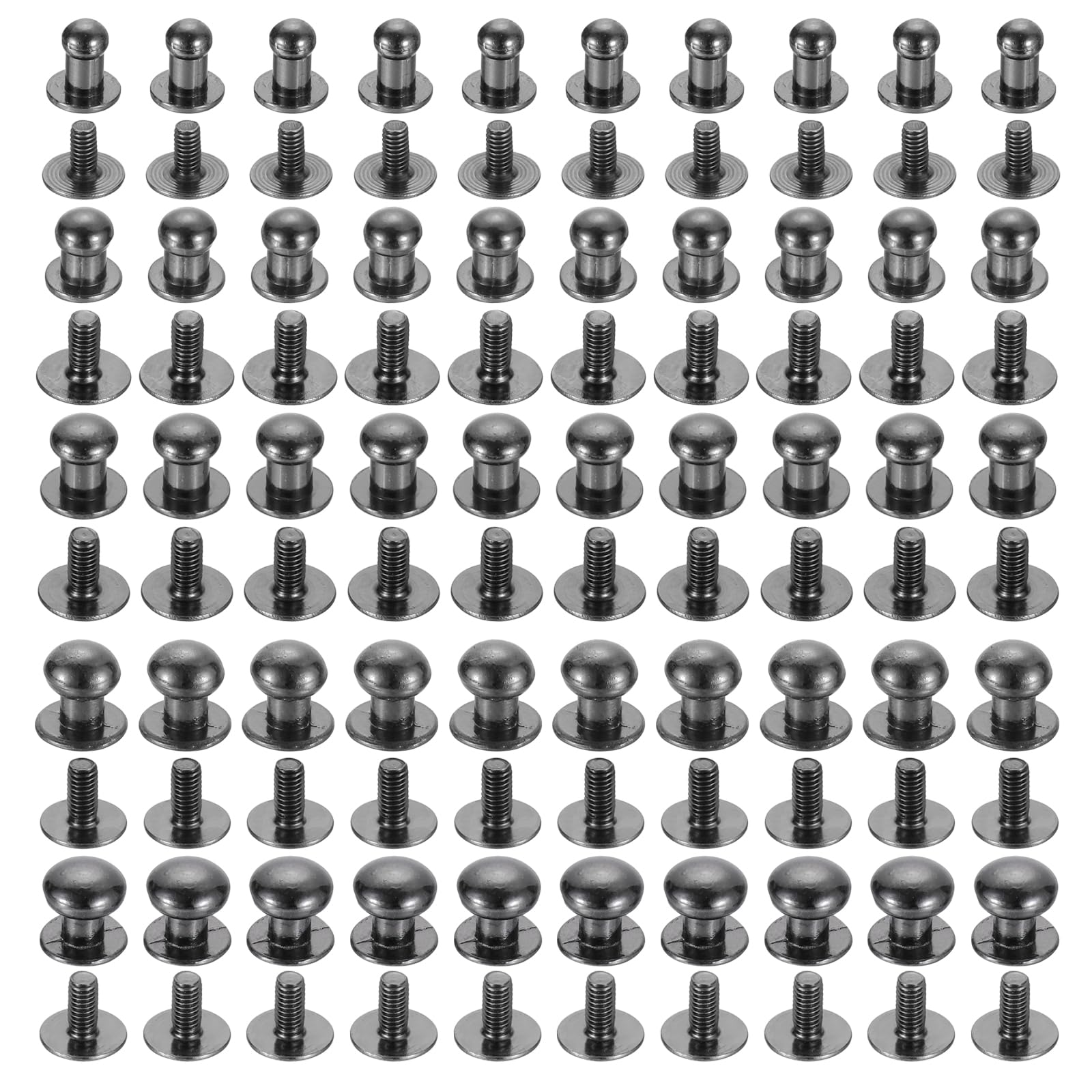 uxcell 4/5/6/7/8mm Ball Head Stud Rivets Screw Back, 50Pack Round Head ...