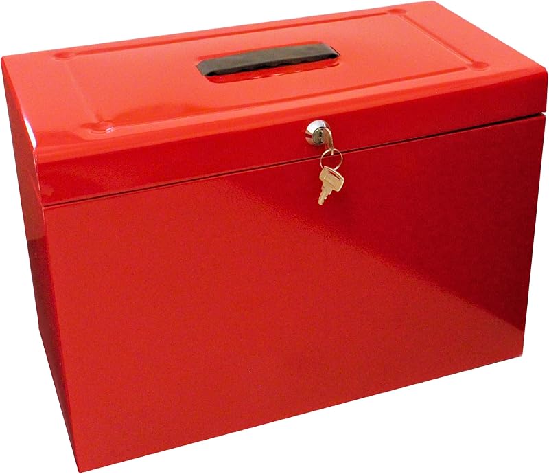 Cathedral A4+ Steel File Box with 5 Suspension Files Red