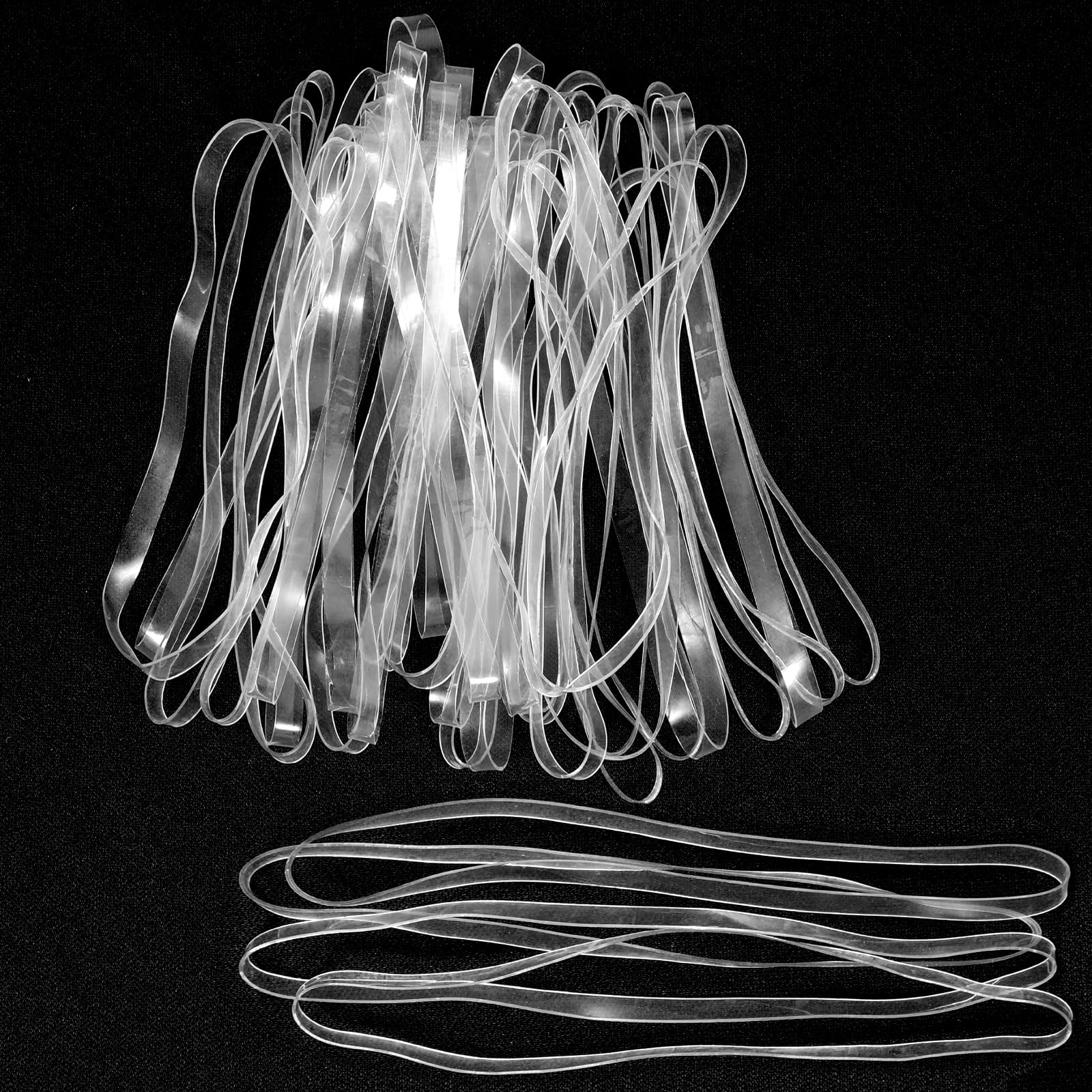Photo 1 of 50Pcs Heavy Duty Rubber Bands 400x5mm (Perimeter x Width) Transparent TPU Rubberband Long Rubber Bands for Home Office Crafts