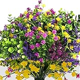 12 Bundles Artificial Fake Flowers Outdoor, UV