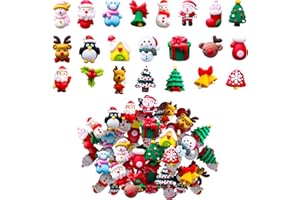 Haconba 66 Pieces Christmas Miniature Figurines Mini Crafts Resin Xmas Flatback Mini Resin Ornament for Snowy Winter Fairy Garden Dollhouse Decoration Pendant DIY