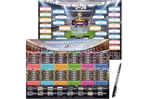 AhfuLife 2Pcs World Cup Soccer 2026 Wall Chart for Party Decorations - 23.4"x16.5" World Cup WallChart Poster - Includes 48 T