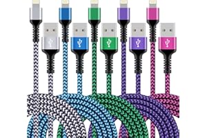 HAOANO iPhone Charger [5Pack/6ft], Long Braided Lightning Cables, Fast Charging Power Adapter Cargador Cords for iPhone 14/13/12 Pro Max/12Pro/11 Pro Max/SE/XS/XR/8/7/6S Plus, iPad mini Air Pod Color Wire