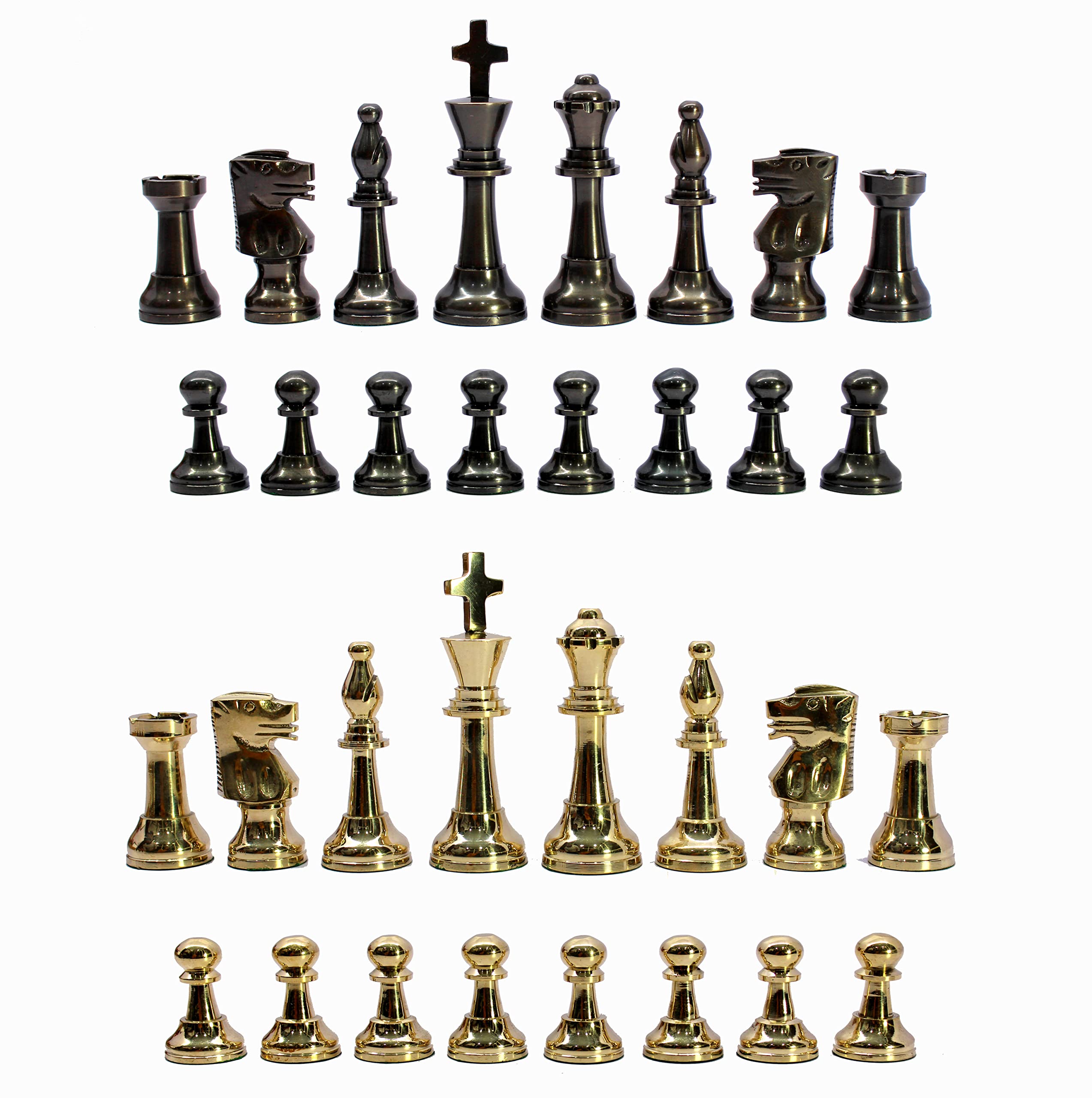 StonKraft Brass Chess Pieces Pawns Chessmen Chess Coins Figurine Pieces - 3" Inches - Staunton