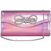 MUDUO Women Diamond Bow Evening Bag Rhinestone Clutch Purse Wedding Prom Purse Formal Cocktail Party Handbag