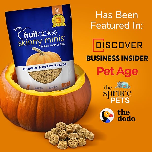 FRUITABLES SKINNY MINIS DOG TREATS, HEALTHY PUMPKIN TREAT FOR DOGS, LOW CALORIE & DELICIOUS, PUPPY TRAINING, NO WHEAT, CORN OR SOY, MADE IN THE USA, WATERMELON FLAVOR, 5OZ