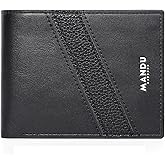 Leather Bifold Wallet for Men,RFID Blocking with 1 ID Window & 7 Card Slots, Durable for Daily Carry (Black)