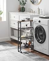 VASAGLE 4-Tier Kitchen Cart Rustic Brown Black 13 cm Deep Steel Frame view 2