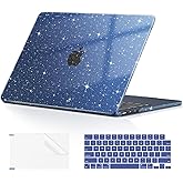 EooCoo Case Compatible with MacBook Air 15 inch 2026 2025-2023 Release M4 A3241 M3 A3114 M2 A2941 Liquid Retina Display, Plastic Hard Shell Case & Keyboard Cover & Screen Protector, Sparkly Midnight