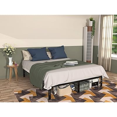 Buy Onemo Metal Full Size Bed Frame With Solid Wooden Slats Support 3000lbs Heavy Duty 14 Inch Mattress Foundation No Box Spring Needed Noise Free Easy And Fast Assembly Black Online In