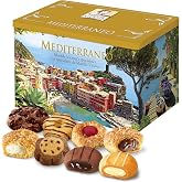 Matilde Vicenzi Mediterraneo Cookie Gift Tin - Pastries &amp; Cookies in Individually Wrapped Trays - Gourmet Gifts for Hosts, Birthdays - Assorted Cookies in Italian Design Tin 32.5oz (920g)