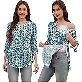 Post Shoulder Surgery Shirt for Women Tear Away 3/4 Sleeve Tops After Rotator Cuff Shirt V Neck Chemo Port Adaptive Clothing