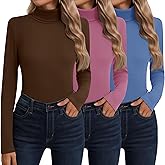 Neer 3 Pack Cotton Women's Turtleneck Long Sleeve Tops Thermal Underwear Base Layer Fall Winter Shirts Sweater
