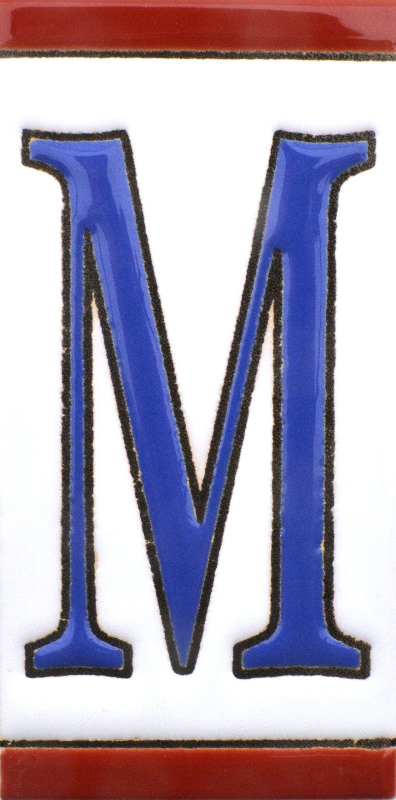 House letters 4 inch. Handpainted house letter tiles for signs, addresses and names. Address numbers for houses. House address numbers and letters. Design USA FLAG 4,29" x 2,13" (LETTER M)