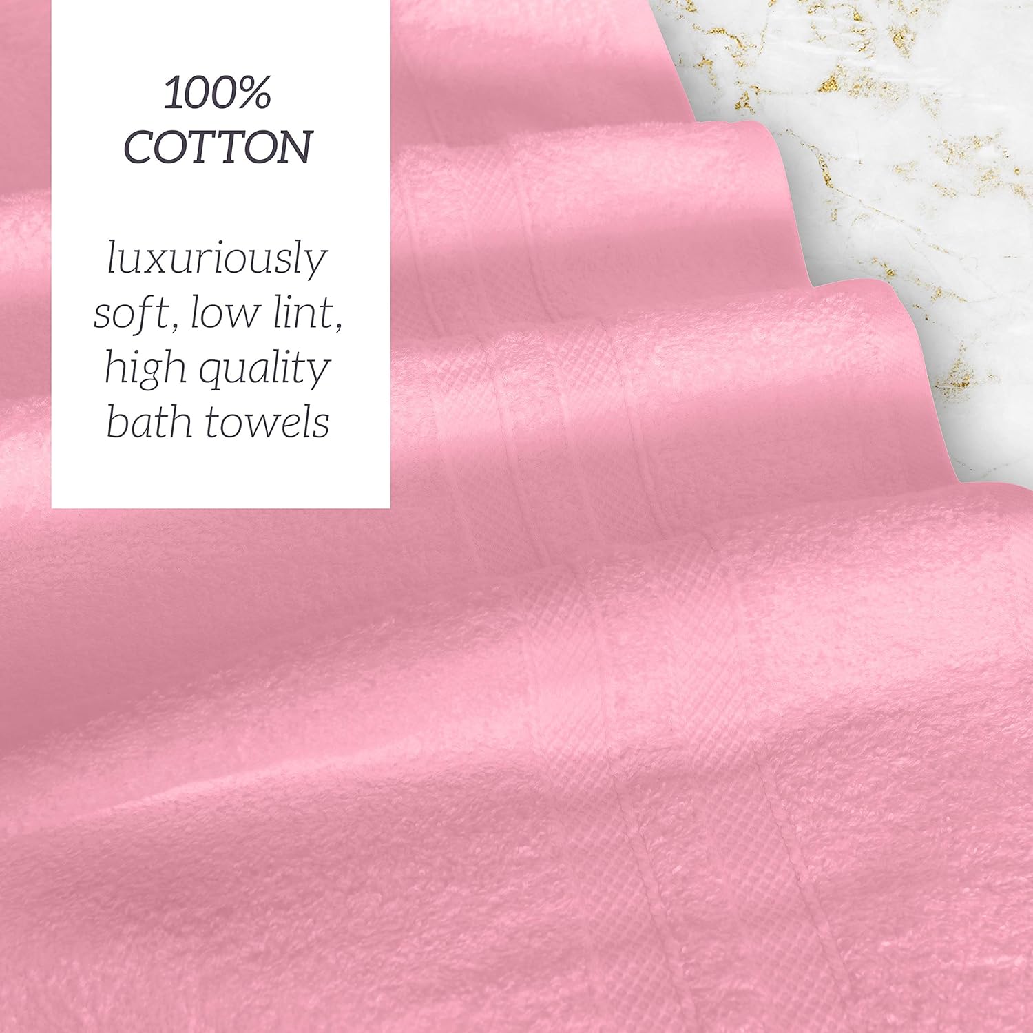 Green Lifestyle Luxurious 8 Piece 100% Pure Cotton 600 GSM Towel Set, Premium Quality Super Soft Highly Absorbent- 2 Bath Towels, 2 Hand Towels and 4 Washcloths (Pink): Kitchen & Dining