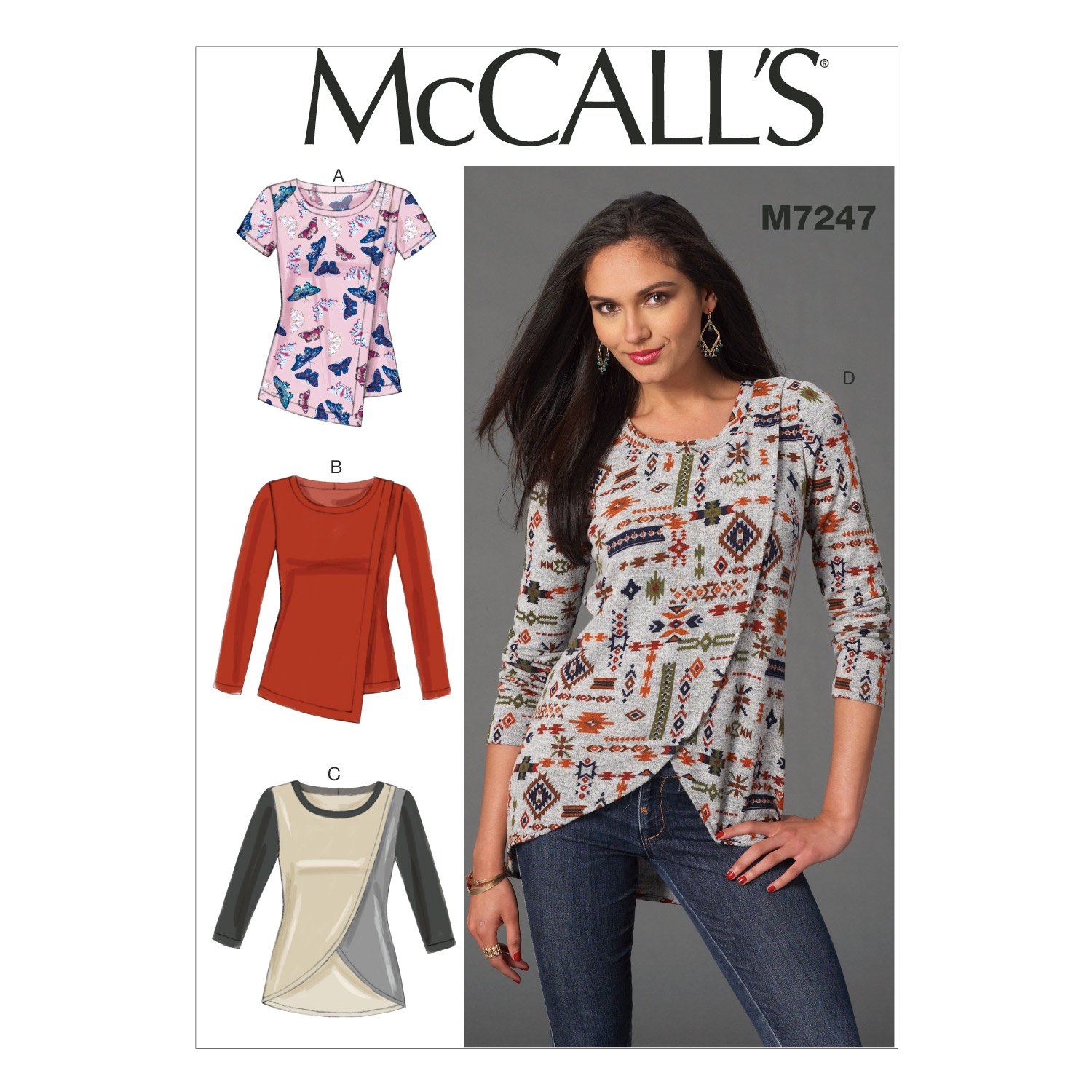 Mccall's Patterns MC7247E5 Sizes 14/16/18/20/22 Misses Tops