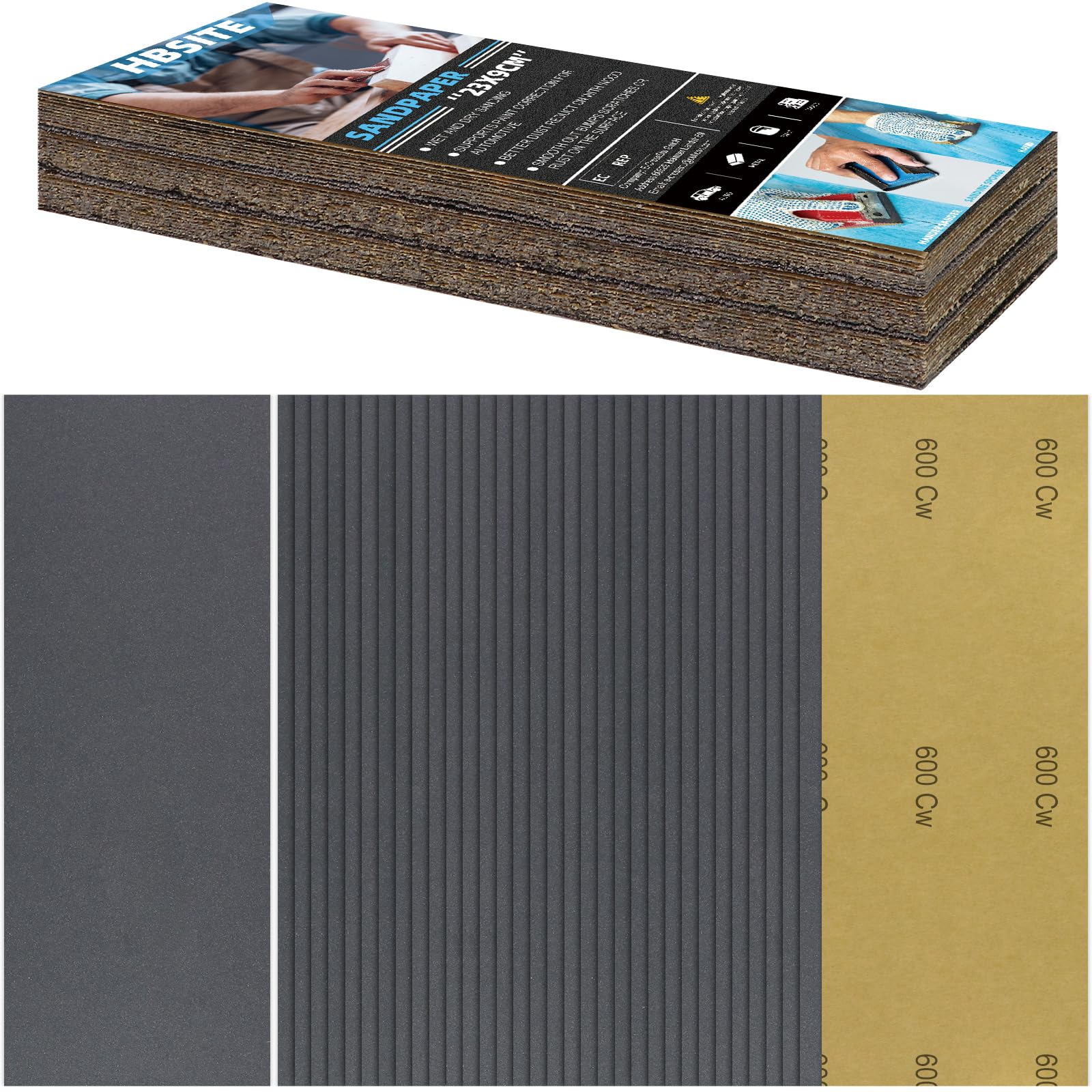 600 Grit Sandpaper Wet and Dry Sand Paper 23x9CM for Car Bodywork Paintwork Wood Metal 36Sheet