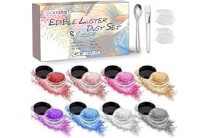 COLAYERIST Edible Glitter, 8 Colors Edible Glitter for Cocktails Drinks Cakes Cookies, Food Grade Vegan Luster Dust Edible, Drink Cocktail Champagne Food Cake Glitterr Bomb, 3g/Bottle