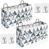 Kanrichu 2pcs Large Wall Hanging Organizer Bag, Linen Fabric Door Hanging Storage Baskets with Pockets, Waterproof Bin for Kitchen, Bedroom, Office, RV Camper (Triangle)