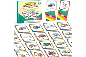Aizweb Match Game,Memory Game, Vehicle 48 Pcs Toddler Card Games for Kids Ages 3 4 5 6,Flash Cards for Preschool Kindergarten