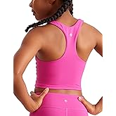 CRZ YOGA Girls Butterluxe Double Lined Racerback Crop Tank Tops - High Neck Dance Yoga Athletic Casual Tight Kids Teen