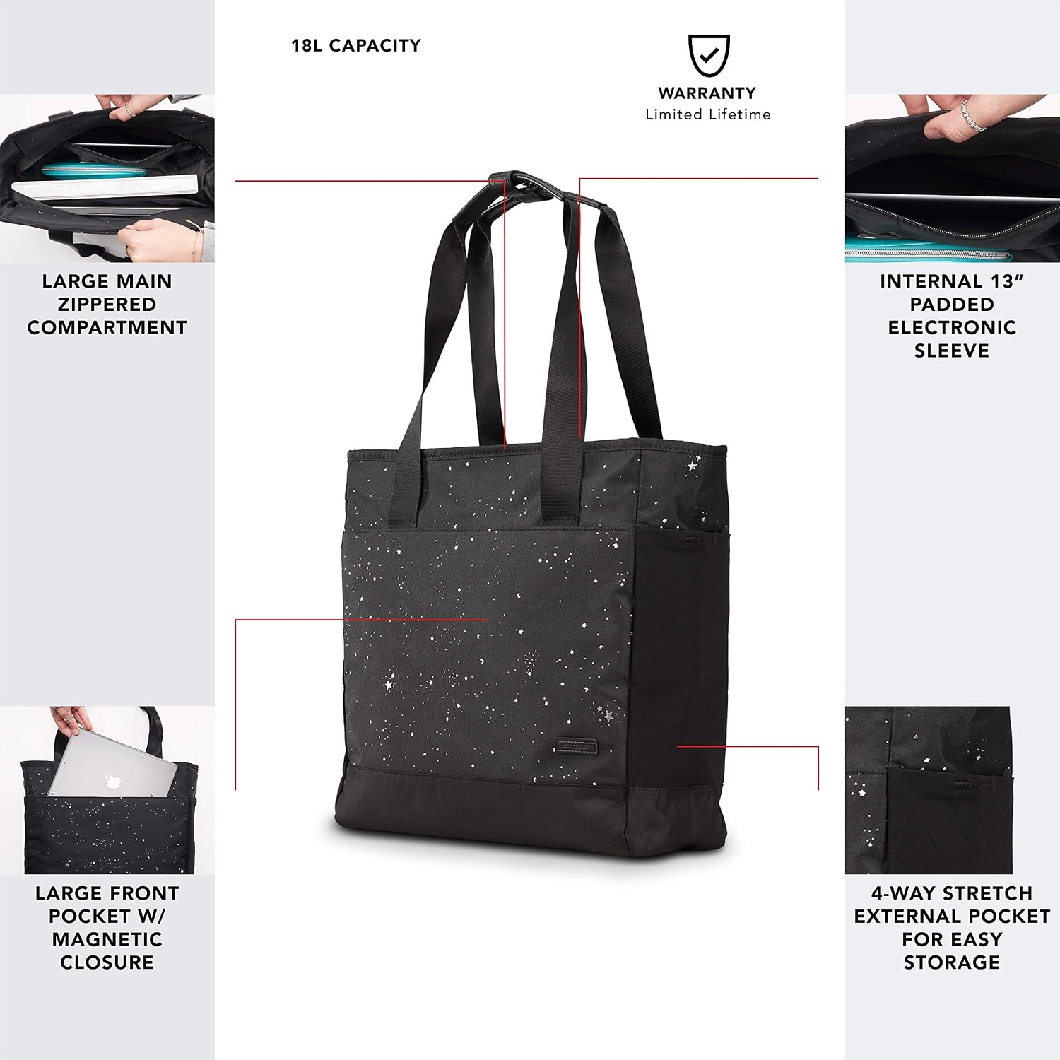 OGIO Women's XIX Tote Bag - Black Carbon, 18 Litre Capacity - Image 3