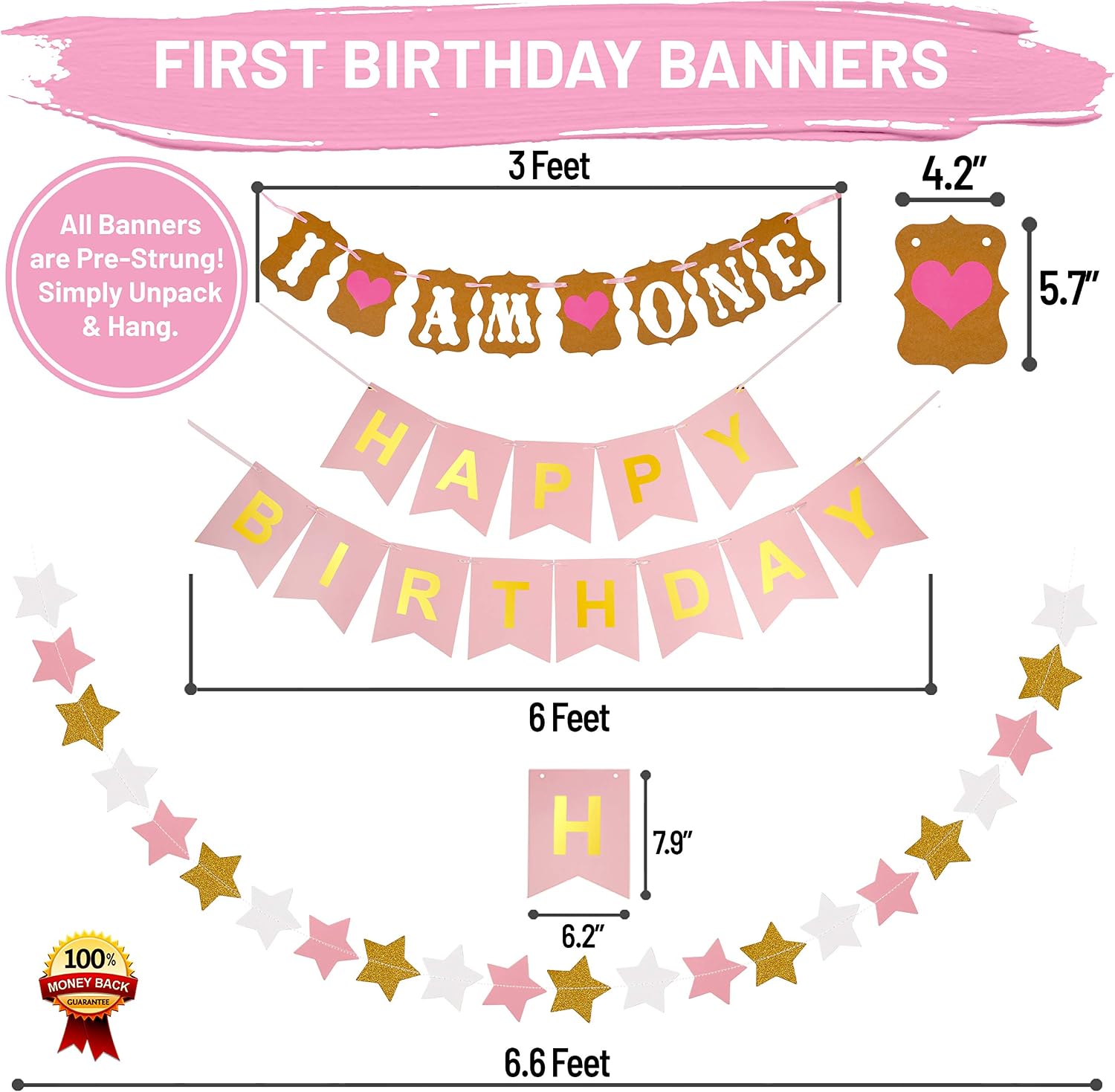 1st Birthday Girl Decorations WITH Birthday Crown- Baby First Birthday ...