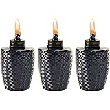 TIKI Brand Herringbone Blue Glass Tabletop Torch (Set of 3)