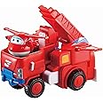 Super Wings Jett 7" Tall Superwings Jett Robot Suit and 2” Scale Transforming Jett Mini Figure , Transforming Robot & Transforming Fire Truck Toy Vehicle Playset, Gifts for Boys Girls Kids Child