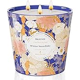 M&SENSE Winter Snow Flake Scented Candle, 28.2oz 3 Wick Natural Soy Wax Large Candles, Long Lasting Clean Slow Burning No Toxic Décor for Home Relaxation, Romantic Dates & Gift-Giving
