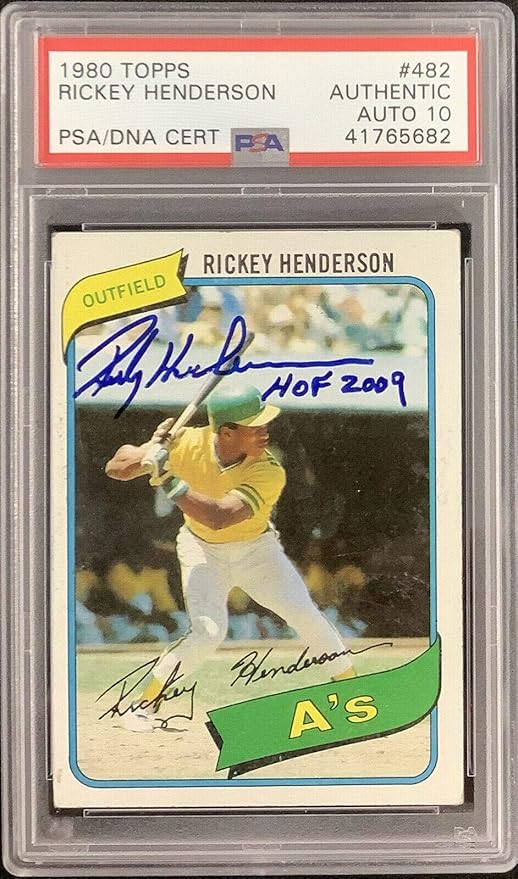 Rickey Henderson Signed 1980 Topps 482 Rookie Card