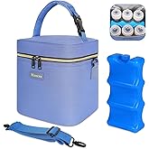 Mancro Breastmilk Cooler Bag with Ice Pack Fits 6 Baby Bottles Up to 9 Ounce, Insulated Baby Bottle Bag with Strap for Nursing Mom Daycare, Blue