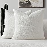 FUTEI Pack of 2 White Decorative Throw Pillow Covers 26x26 Inch Soft Cozy Solid Boucle Textured Euro Pillow Shams,Modern Home Decor for Couch Bed Living Room
