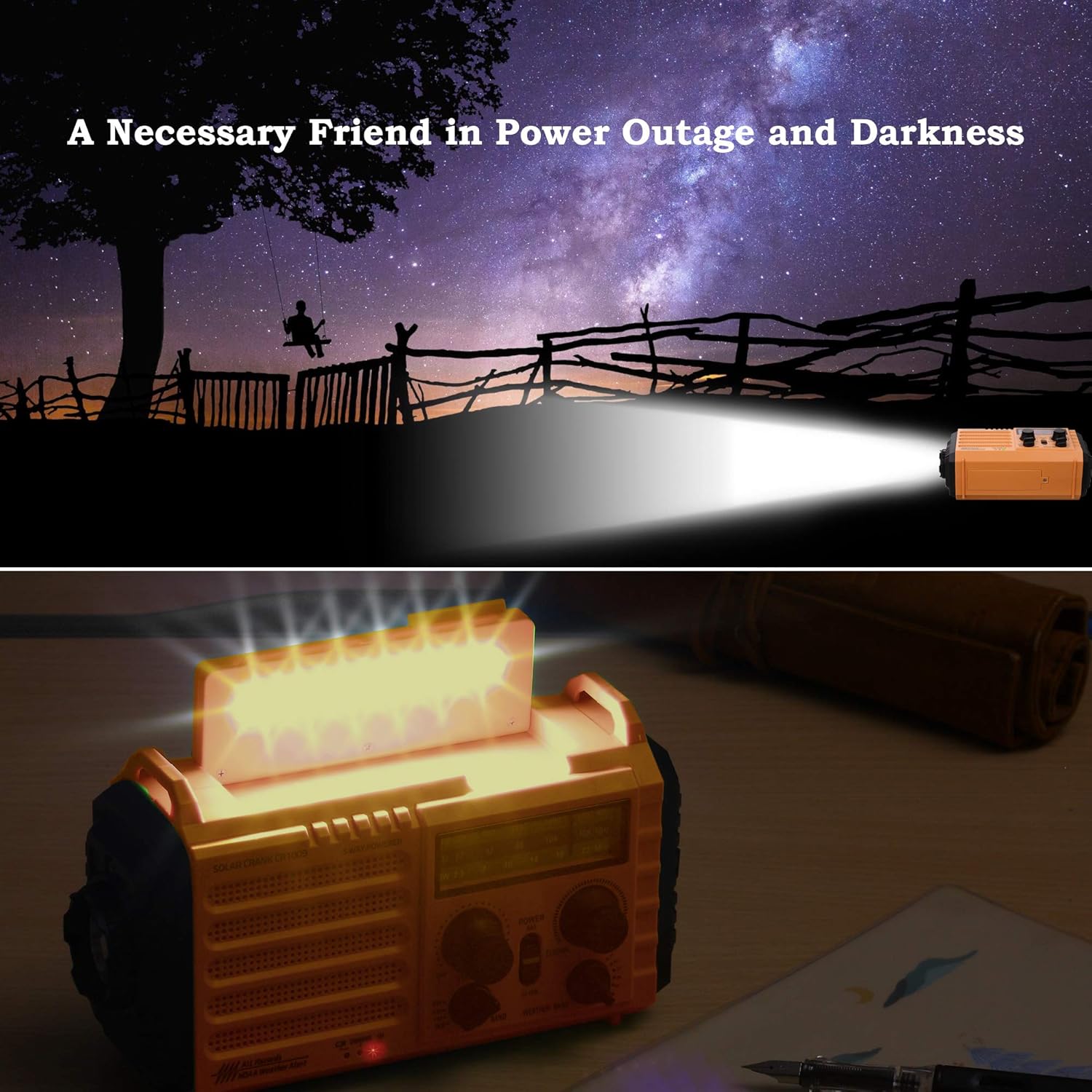 NOAA Weather Radio,Emergency Portable Weather Alert Radio,AM/FM/Shortwave Weather Radio NOAA Alert,Solar/Hand Crank/Rechargeable Battery/AC Plug Powered,USB Phone Charger,LED Flashlight/Reading Lamp: Electronics