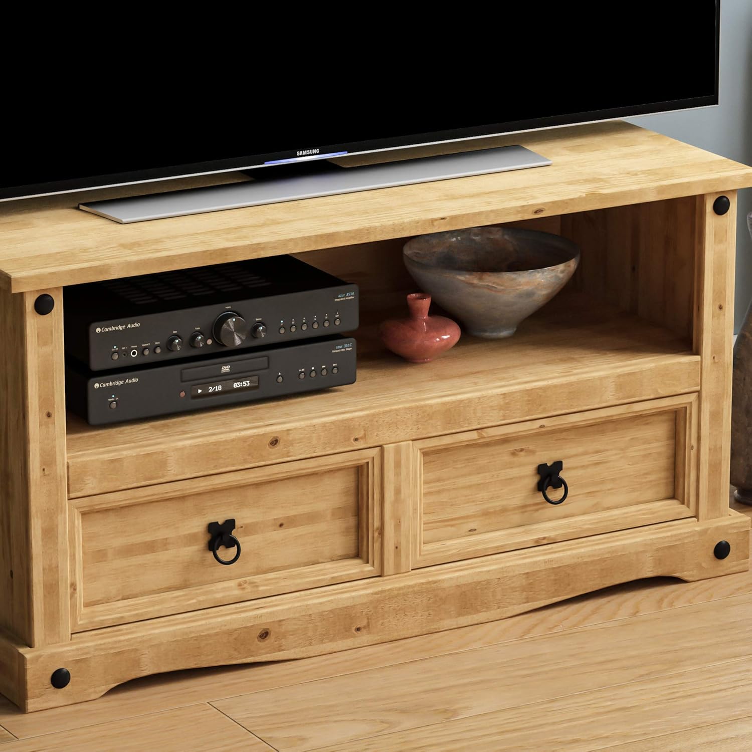 Vida Designs TV Cabinet, Flat Screen Stand Unit, 95 cm x 43 cm x 51 cm, Solid Pine Wood, Size: H 51 x W 100 x D 40 cm Approx - Image 4