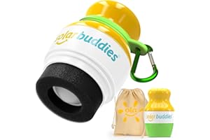 Green Bag Bundle Set For Solar Buddies Refillable Roll On Sunscreen Suncream Applicator Bag Bundle With Applicator Carabina Clip For Families, Kids, Adults, Travel Set