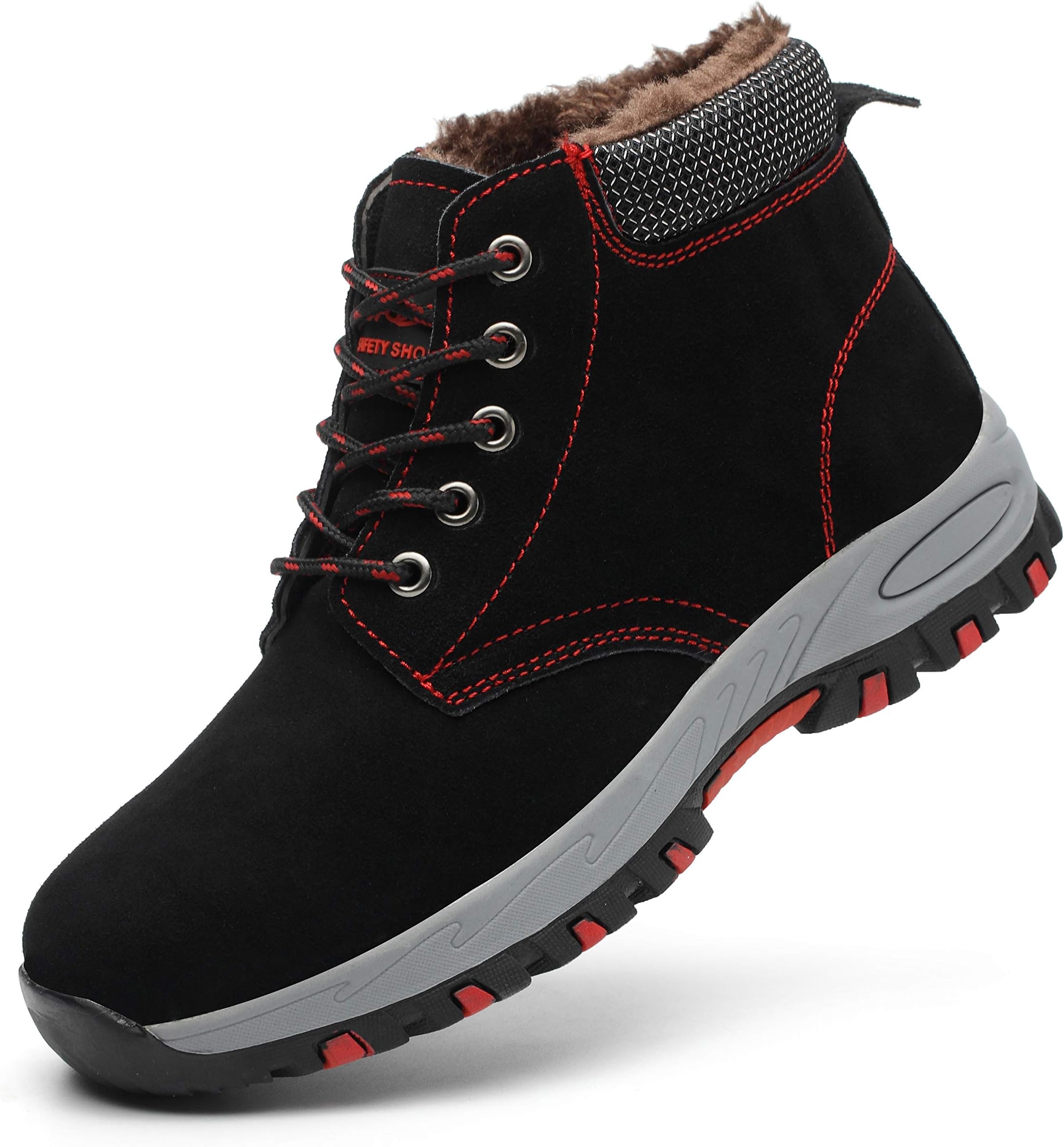 Safety Shoes for Men Women Winter Work Shoes Plush Safety Boots Steel Toe Anti-Slip Warm Indoor Outdoor