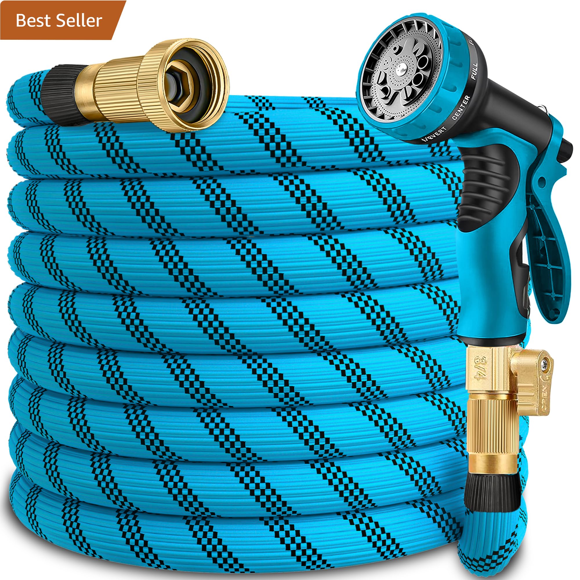 Photo 1 of 100 ft Garden Hose-Heavy Duty Water Hoses, Kink-free, Flexible&Lightweight Car Washing Pipe with 3/4" Solid Brass Connectors, Rubber Hoses with Spray