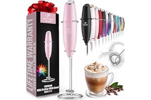 ZULAY KITCHEN Zulay Powerful Milk Frother Handheld Foam Maker for Lattes - Whisk Drink Mixer for Coffee, Mini Foamer for Cappuccino, Frappe, Matcha, Hot Chocolate by Milk Boss (Cotton Candy)