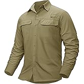 TACVASEN Men's Fishing Shirts Long Sleeve Sun Protection UPF50+ Quick Dry Button Down Shirts with Zipper Pockets