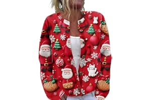 NBXNZWF Christmas Sweaters for Women Cute Funny Xmas Open Front Button Down Cardigan Fall Winter Long Sleeves Knitted Sweater