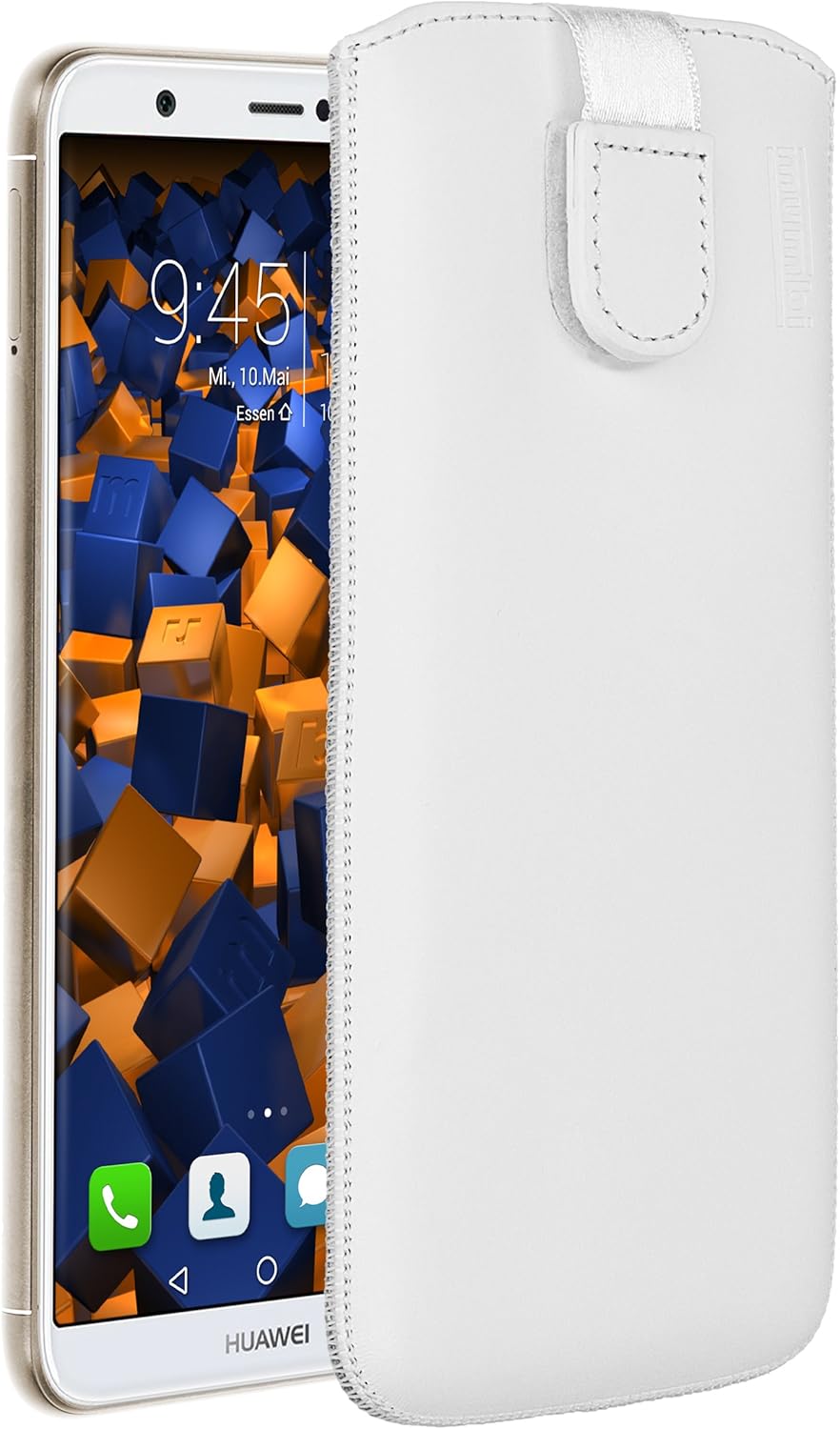 mumbi Genuine Leather Case Compatible with Huawei P Smart White