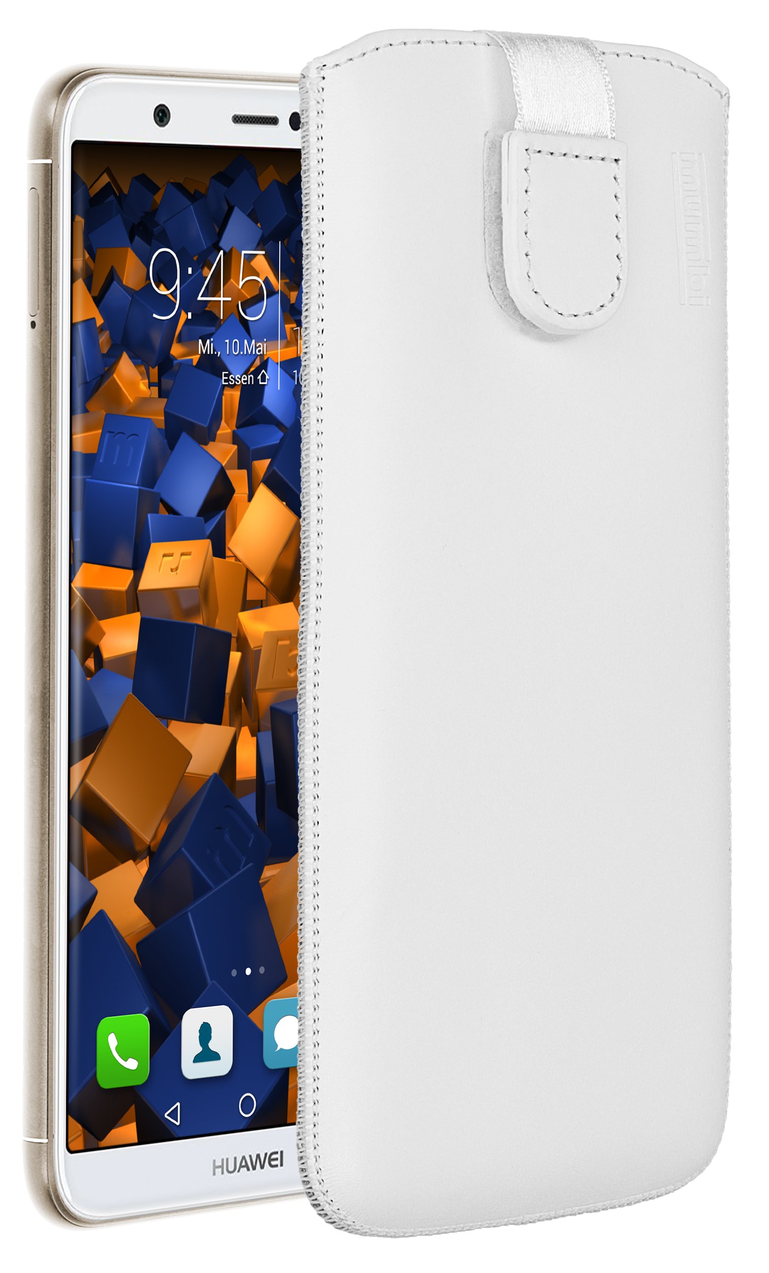 mumbi Genuine Leather Case Compatible with Huawei P Smart White