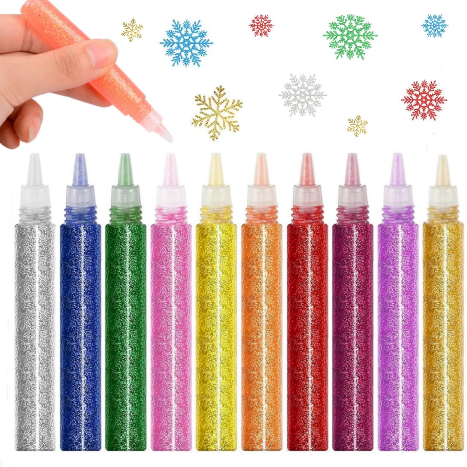 Photo 1 of 10 Pack Glitter Glue Pen Set, 10 Colors Crafts Glitter Glue, Rainbow Glue Stick Set for DIY Arts and Crafts Projects, Slime Supplies, Scrapbooking, Cards, Decorating Supplies (10 Pack)