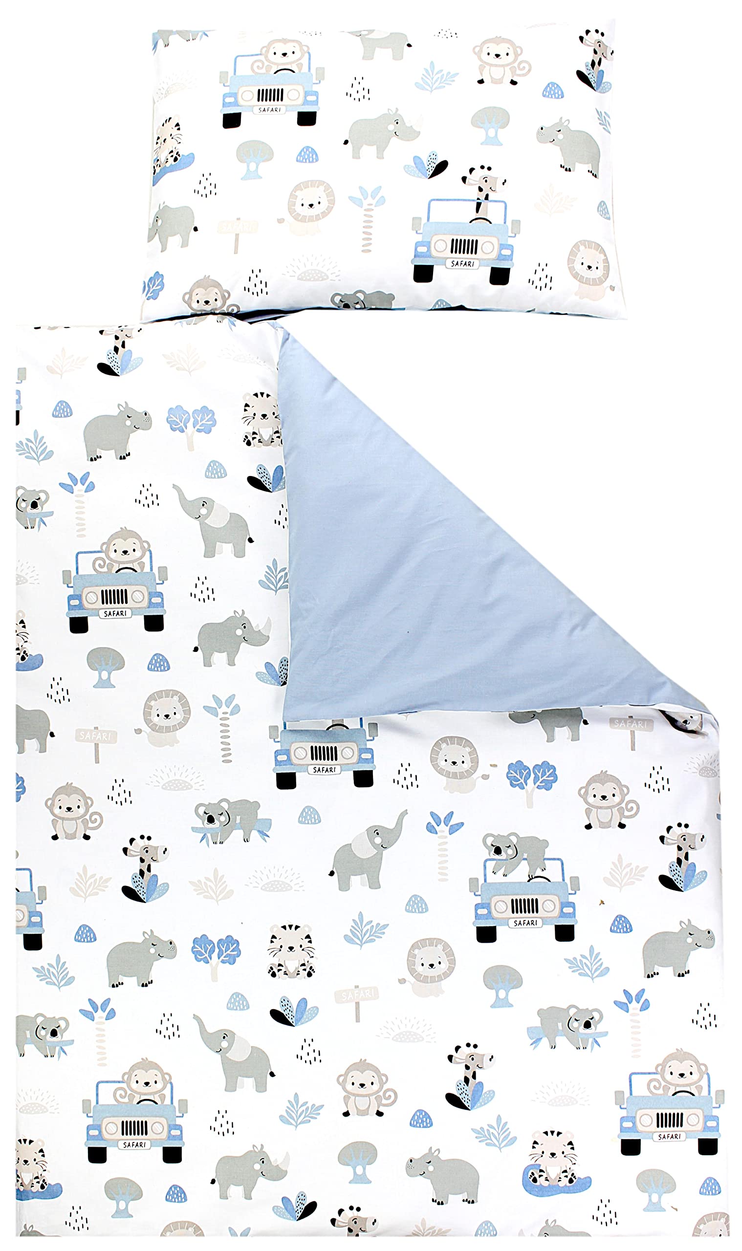 TupTam Children Bedding Set Duvet Cover Pillowcase Two-Sided, Zoo Blue, 135x100 cm